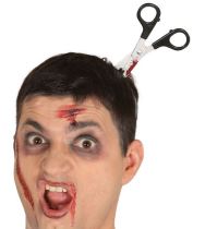 Čelenka nůžky v hlavě - 11 cm - Halloween - Doktoři, sestřičky