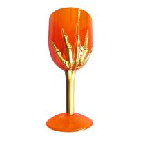 Oranžový pohár s rukou kostlivce - 18 cm - Halloween - Oslavy