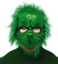 Zelená maska Grinch s vlasy - Vánoce - Nosy, uši, zuby, řasy