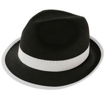 Klobouk Gangster - mafián černý s bílou páskou - mafie - Sety a části kostýmů pro dospělé
