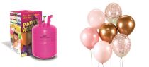 Helium a sada latex. balónků - chrom. růžová 7 ks, 30 cm - Silvestrovská párty