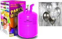Helium a sada latex. balónků - chrom. stříbrná 7 ks, 30 cm - Silvestr 31/12 