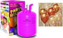 Helium a sada latex. balónků - chrom. růžovozlatá / rose gold 7 ks, 30 cm - Silvestrovská párty