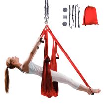 Popruhy na aero jógu inSPORTline Hemmok červená s držáky a lany - Pomůcky na jógu
