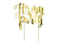 Dekorace - zápich na dort - It's my party - zlatá - 20,5 cm - Balónky