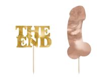 Dekorace na dort PENIS růžovozlatý - THE END zlatý - 2 ks - Rozlučka se svobodou - Párty program
