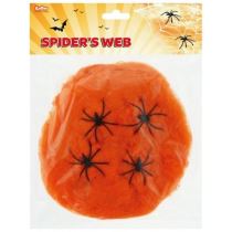 Pavučina oranžová s pavouky 20 g + 4 pavouci - Halloween - Oslavy