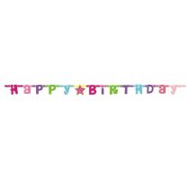 HAPPY BIRTHDAY - narozeniny - girlanda 180 cm RŮŽOVÁ - Hello Kitty - licence