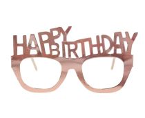 Papírové brýle Happy Birthday - narozeniny - rose gold - růžovozlaté 4 ks - Karnevalové doplňky