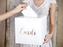 Box - krabička na blahopřání - Svatba s růžovozlatým nápisem - Cards - Girlandy