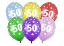 Silné Balónky 30cm metalické mix - narozeniny - Birthday No.50 - Masky, škrabošky, brýle