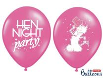 Silné Balónky 30 cm PASTEL RŮŽOVÉ potisk HEN NIGHT party - 1ks - Rozlučka se svobodou - Čelenky, věnce, spony, šperky