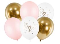 Sada latexových balónků - 1.narozeniny - holka - holčička - 6 ks - 30 cm - Latex