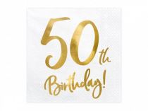 Ubrousky 50 LET - narozeniny - Happy birthday - bílé - 33 x 33 cm - 20 ks - Konfety
