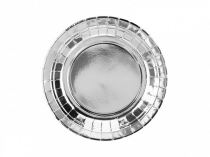 Papírové talíře stříbrné -18cm - 6 ks - BBQ party / jednorázové nádobí