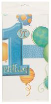 Ubrus 1. narozeniny - kluk - 137 x 213 cm - modrý - Happy birthday - Balónky