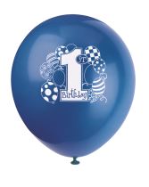 Balónky 1. narozeniny kluk - 8 ks - 30 cm modré - Narozeninové