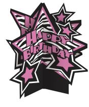 3D DEKORACE - Happy Birthday - narozeniny - ZEBRA - 35 cm - Girlandy