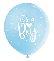 BALÓNKY latexové - "It´s a Boy" - KLUK - modro-bílé  - 5 ks - 30 cm - Baby shower – Těhotenský večírek