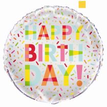 Balón foliový Happy Birthday - narozeniny - DONUT - 45cm - Papírové
