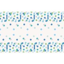 Ubrus 1. narozeniny modrý s puntíky - KLUK - 137 x 213 cm - Happy birthday - Fóliové
