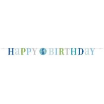 Girlanda 1. narozeniny - Happy Birthday - KLUK - modrá - 182 cm - Fóliové