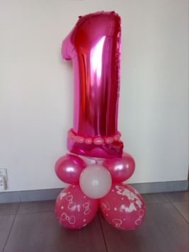 DEKORACE z balónků RŮŽOVÁ - 1. NAROZENINY HOLKA - Happy birthday