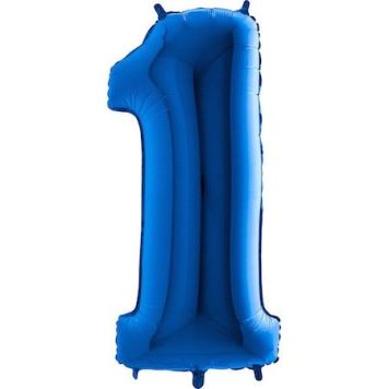 Balón foliový číslice MODRÁ - BLUE 102 cm  - 1