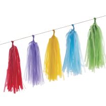 Girlanda střapce - pompom - multicolor - duha barevná - 20 ks - 420 x 30 cm - Konfety