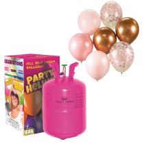 Helium a sada latex. balónků - chrom. růžová 7 ks, 30 cm - Helium