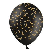 Latexové balónky černé - netopýři - Halloween - 30 cm - 6 ks - Masky, škrabošky
